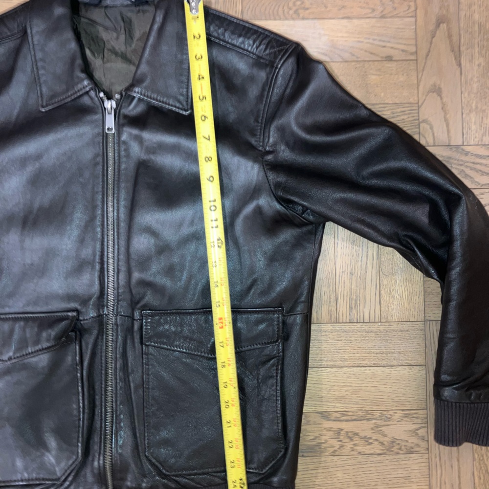Zara Men’s Leather Bomber Jacket Size M - Picture 4 of 8